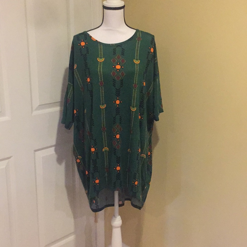 LuLaRoe Green Aztec Print Irma Tunic